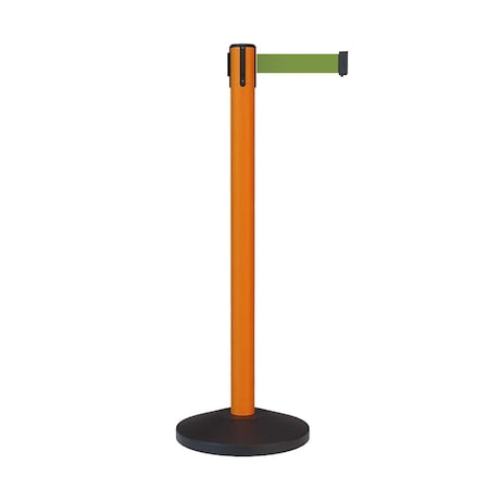 Stanchion Belt Barrier Orange Post 13ft.Olive Belt